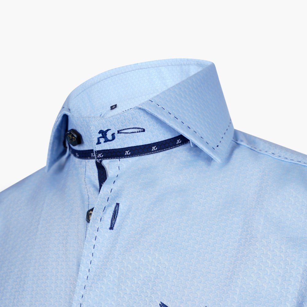 Light Blue Hexagonal Mason Shirt - Angelo Galasso - Luxury Italian Menswear London