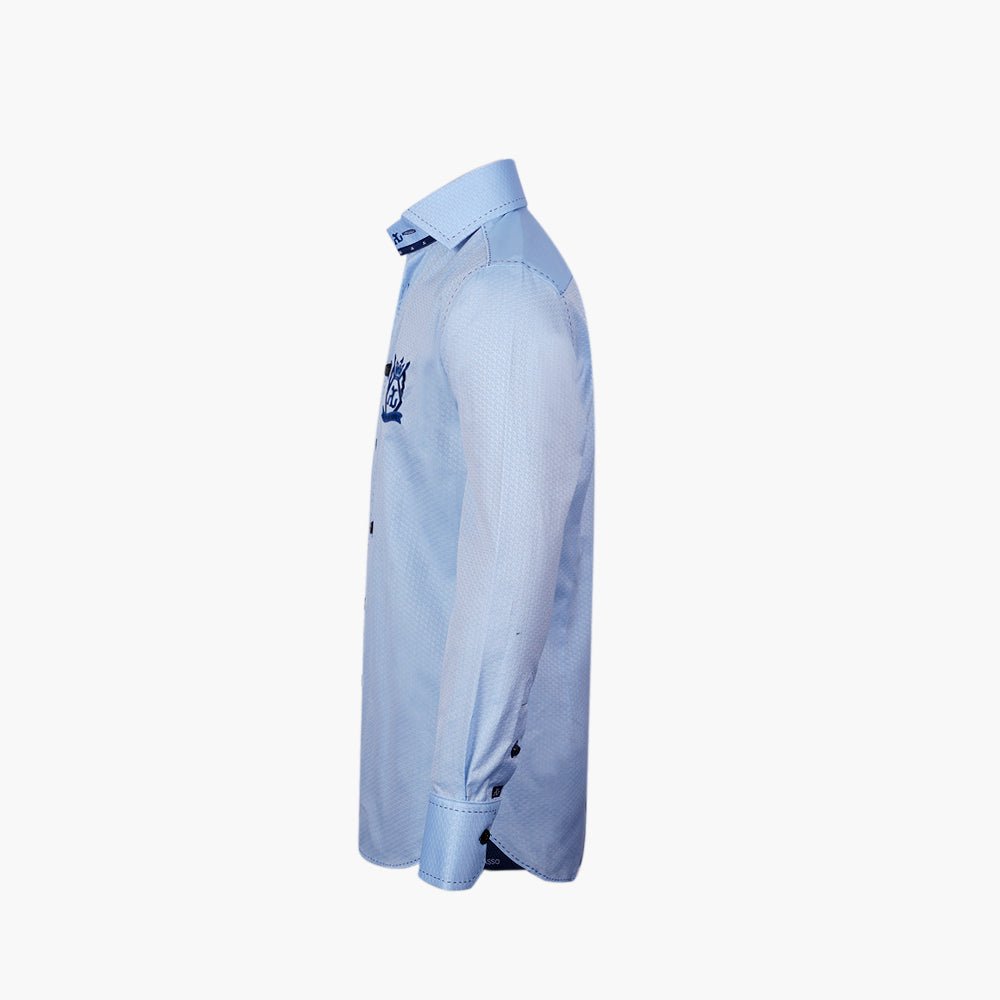 Light Blue Hexagonal Mason Shirt - Angelo Galasso - Luxury Italian Menswear London
