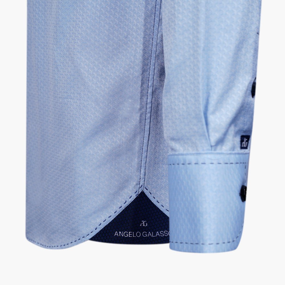 Light Blue Hexagonal Mason Shirt - Angelo Galasso - Luxury Italian Menswear London