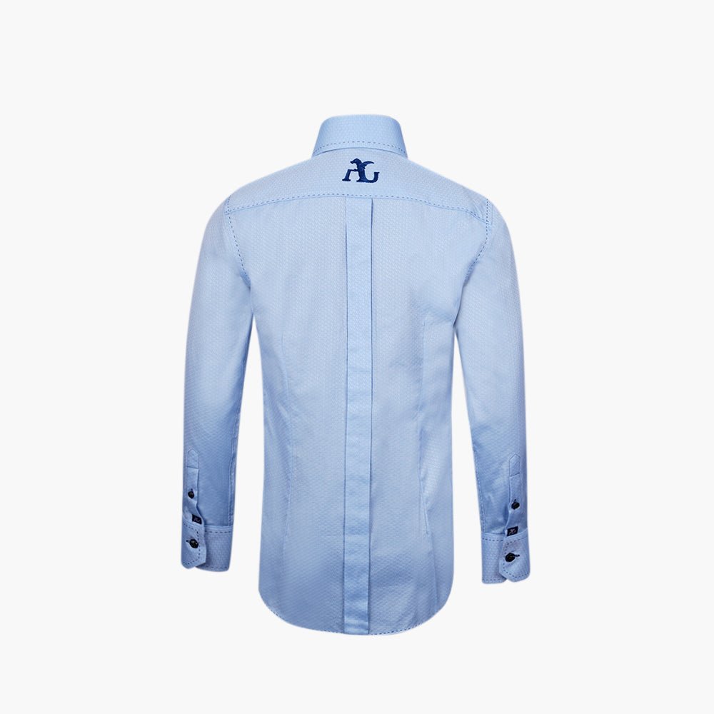 Light Blue Hexagonal Mason Shirt - Angelo Galasso - Luxury Italian Menswear London