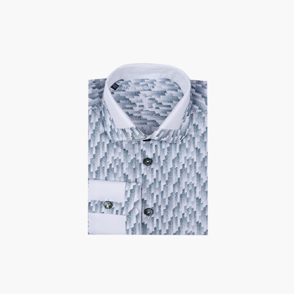 Green & White Olympia Niki Shirt - Angelo Galasso - Luxury Italian Menswear London