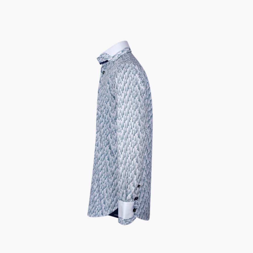 Green & White Olympia Niki Shirt - Angelo Galasso - Luxury Italian Menswear London