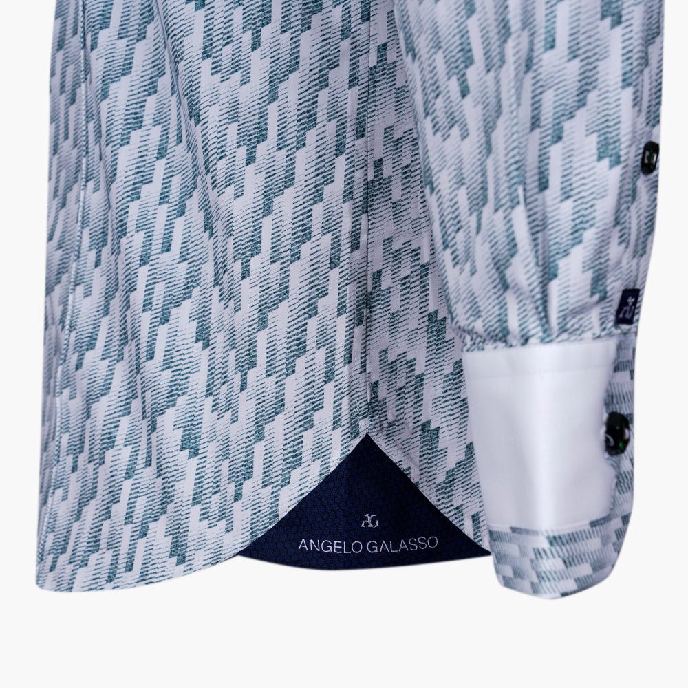 Green & White Olympia Niki Shirt - Angelo Galasso - Luxury Italian Menswear London