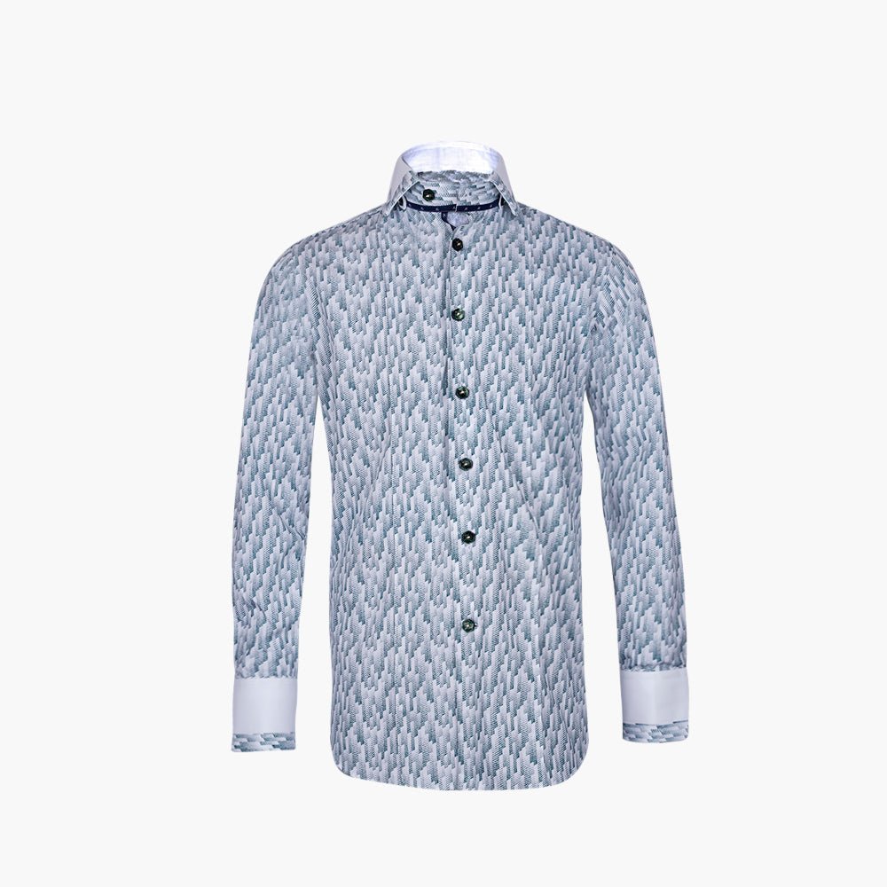 Green & White Olympia Niki Shirt - Angelo Galasso - Luxury Italian Menswear London