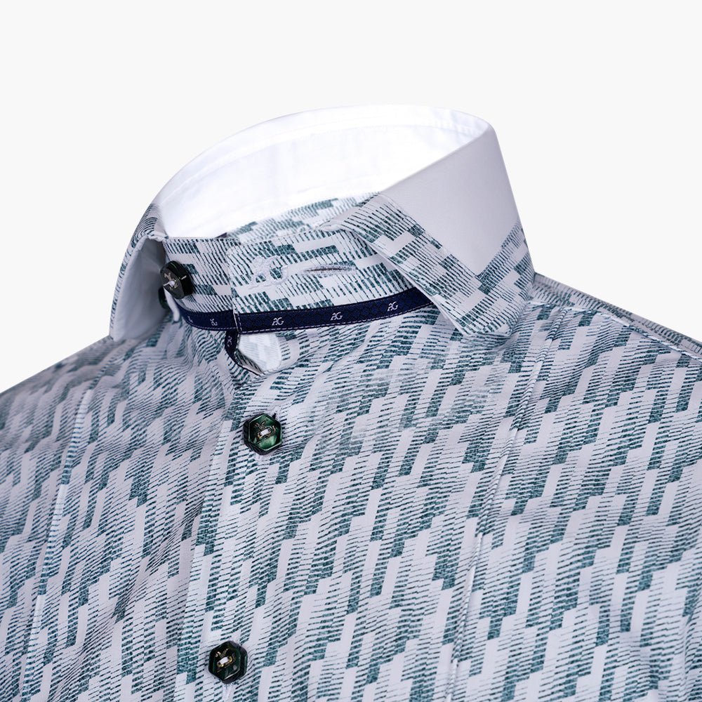 Green & White Olympia Niki Shirt - Angelo Galasso - Luxury Italian Menswear London