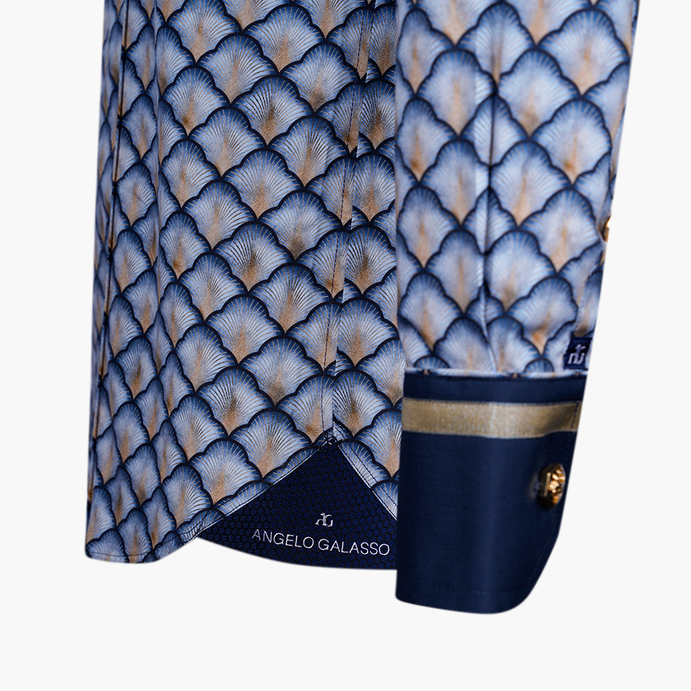 Blue & Gold Fan Print Niki Shirt