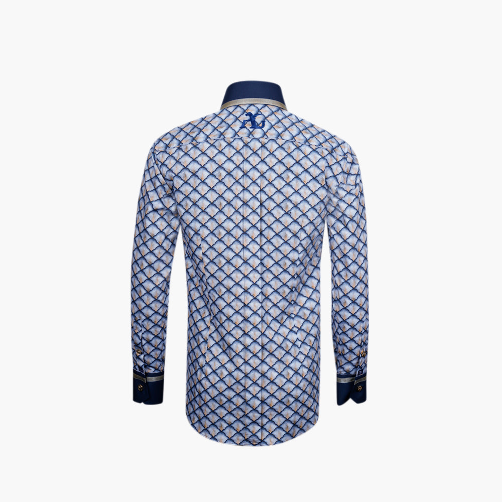 Blue & Gold Fan Print Niki Shirt