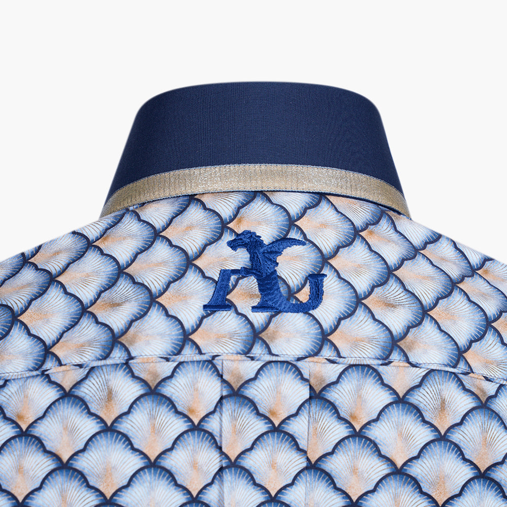 Blue & Gold Fan Print Niki Shirt