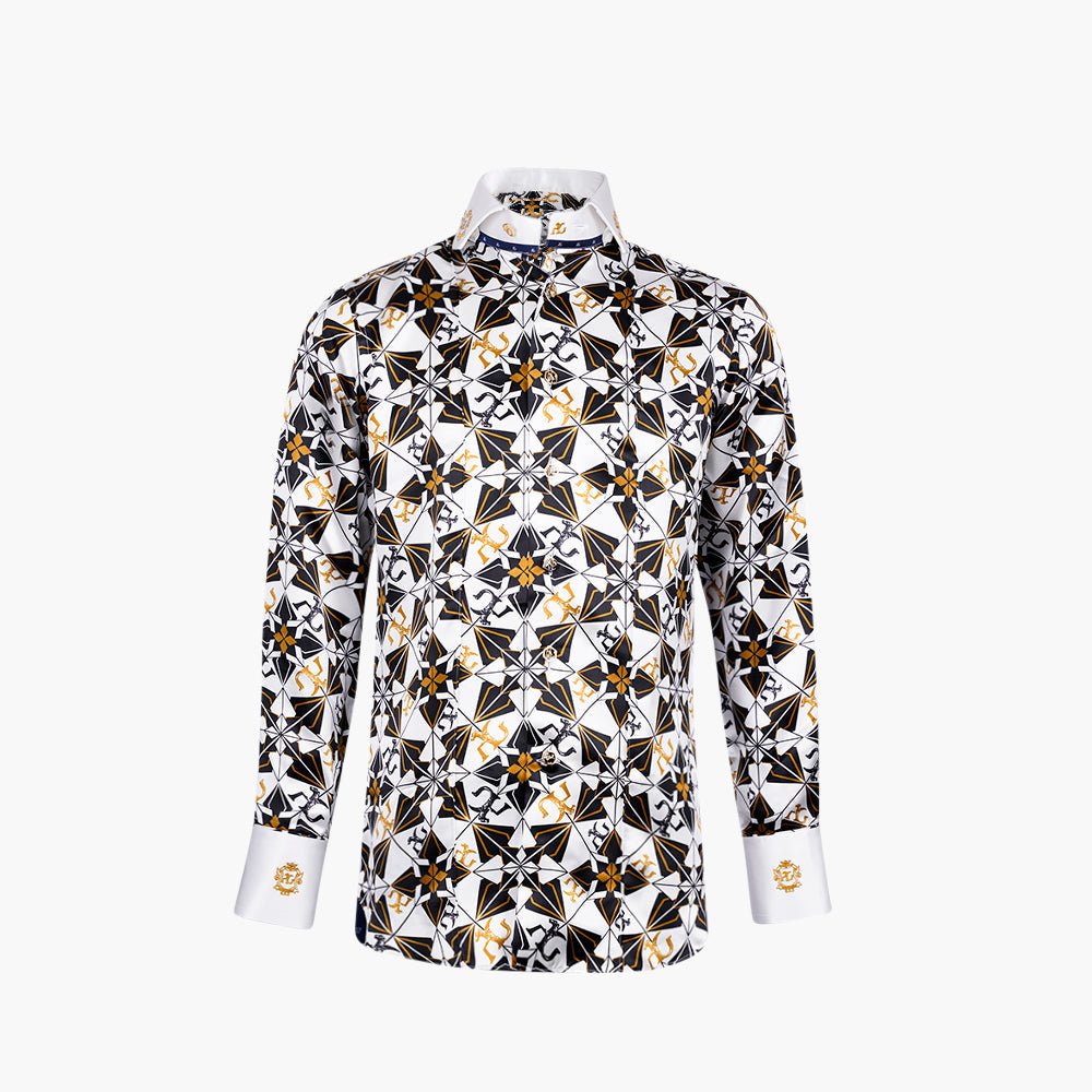 Geometric Print Araldica Niki Shirt - Angelo Galasso - Luxury Italian Menswear London