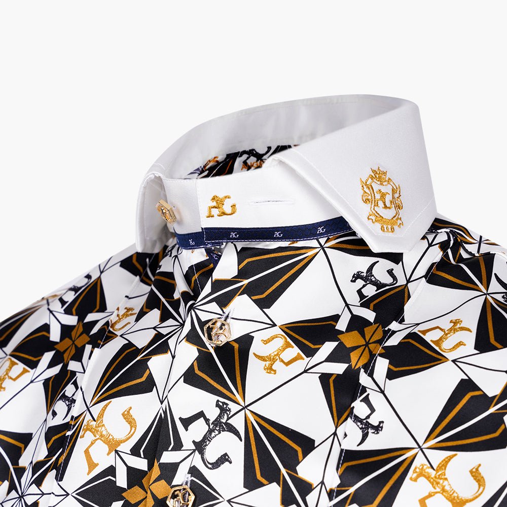 Geometric Print Araldica Niki Shirt - Angelo Galasso - Luxury Italian Menswear London
