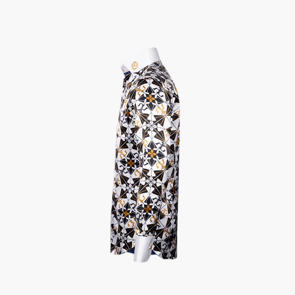 Geometric Print Araldica Niki Shirt - Angelo Galasso - Luxury Italian Menswear London