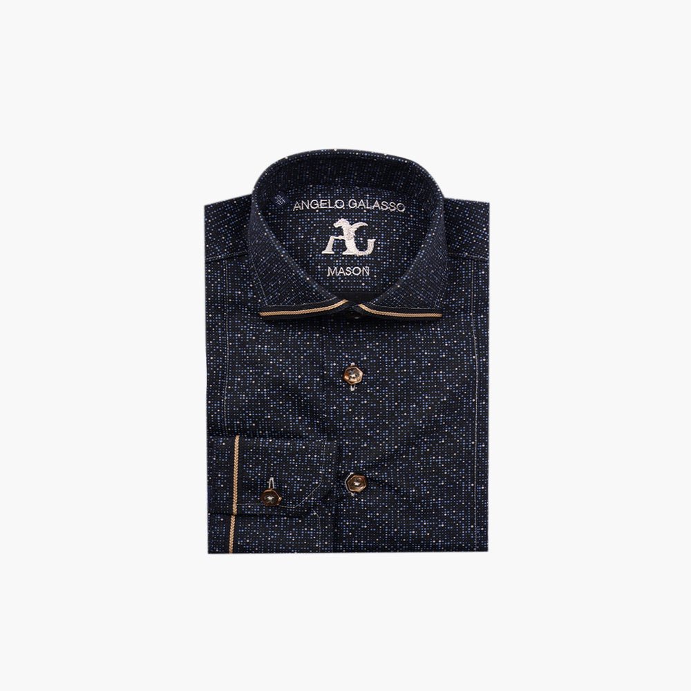 Black Dot Print Mason Shirt - Angelo Galasso - Luxury Italian Menswear London