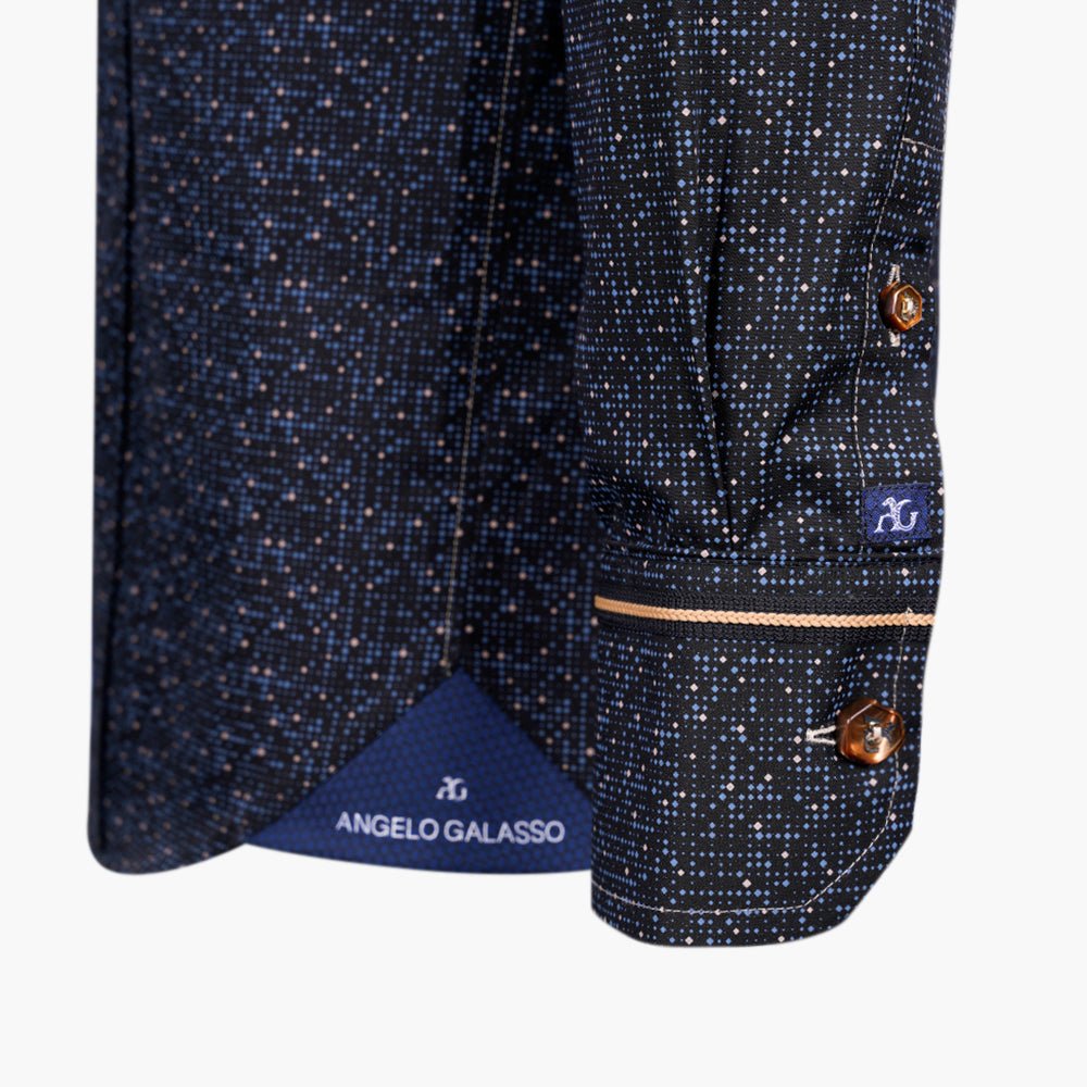 Black Dot Print Mason Shirt - Angelo Galasso - Luxury Italian Menswear London