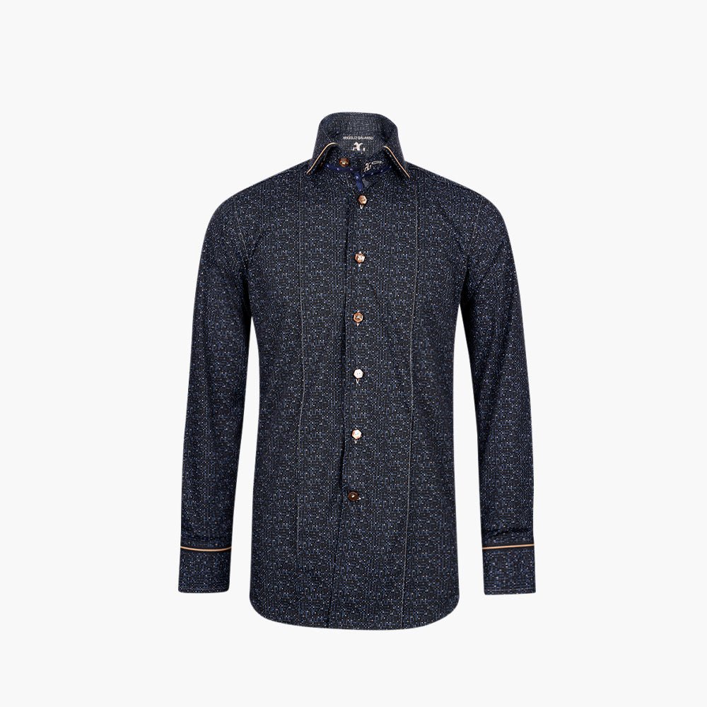 Black Dot Print Mason Shirt - Angelo Galasso - Luxury Italian Menswear London