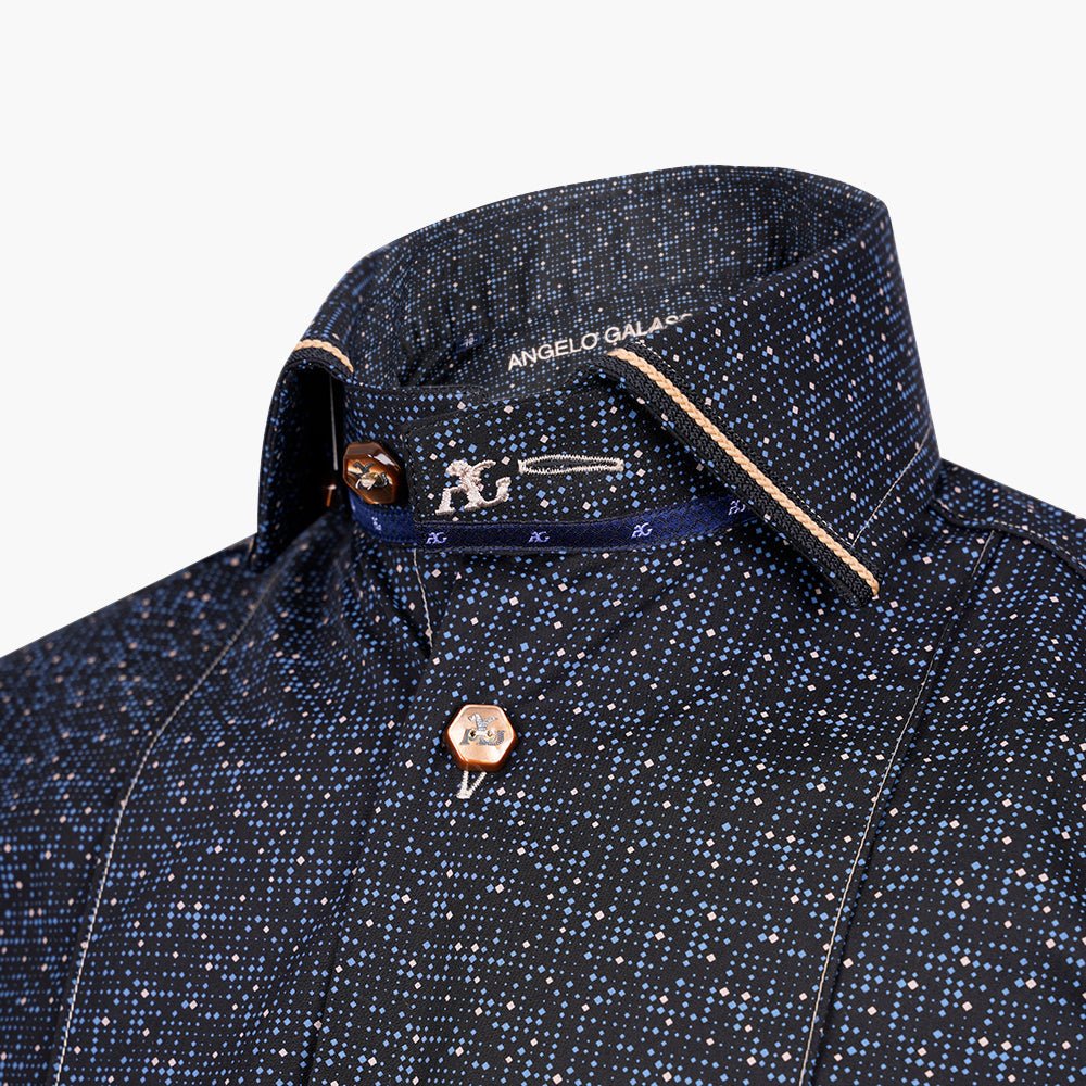 Black Dot Print Mason Shirt - Angelo Galasso - Luxury Italian Menswear London