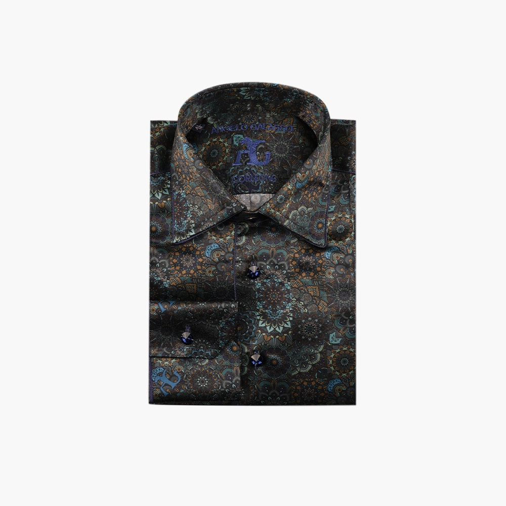 Blue & Black Mandala Corleone Shirt - AG25W1HAS13