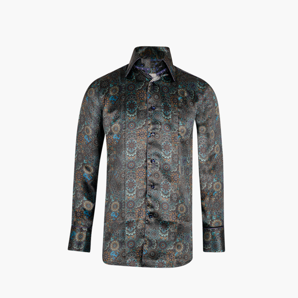 Blue & Black Mandala Corleone Shirt - AG25W1HAS13