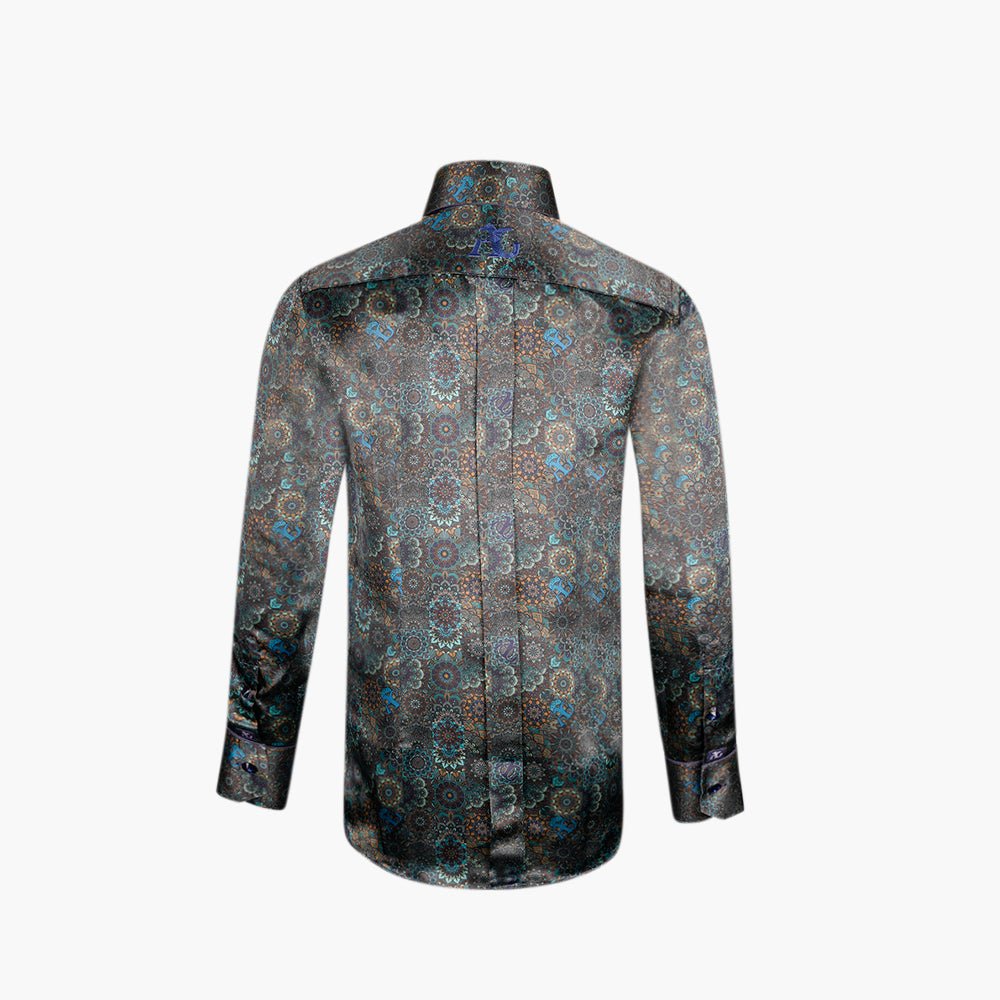 Blue & Black Mandala Corleone Shirt - Angelo Galasso - Luxury Italian Menswear London