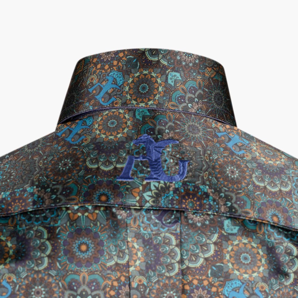 Blue & Black Mandala Corleone Shirt - Angelo Galasso - Luxury Italian Menswear London
