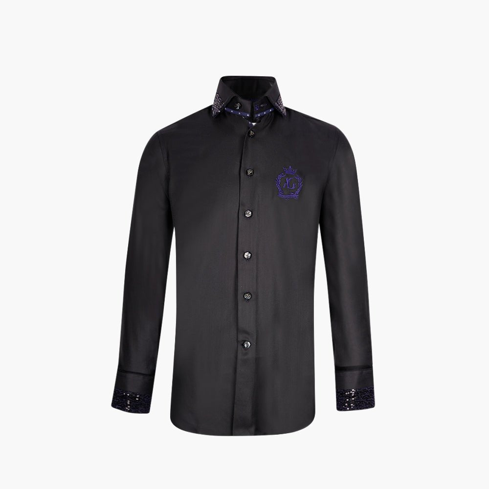 Black & Blue Paillettes Mason Shirt - Angelo Galasso - Luxury Italian Menswear London