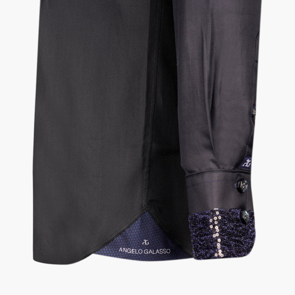 Black & Blue Paillettes Mason Shirt - Angelo Galasso - Luxury Italian Menswear London