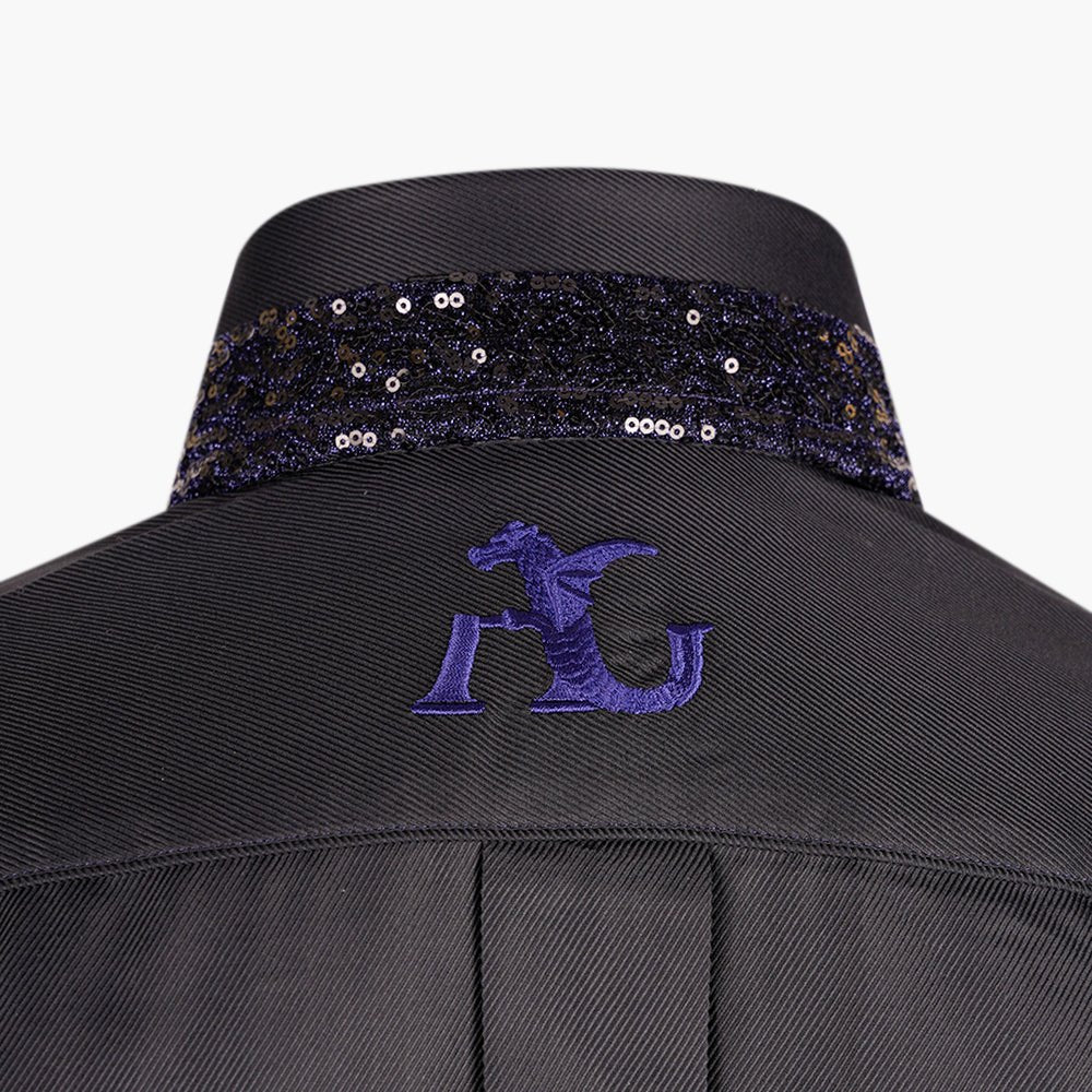 Black & Blue Paillettes Mason Shirt - Angelo Galasso - Luxury Italian Menswear London