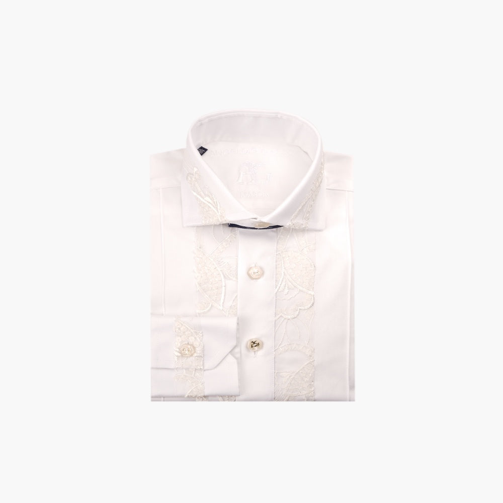 White Floral Embroidered Mason Shirt - AG25W1HAS15