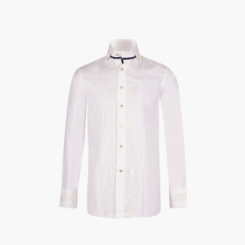 White Floral Embroidered Mason Shirt - AG25W1HAS15