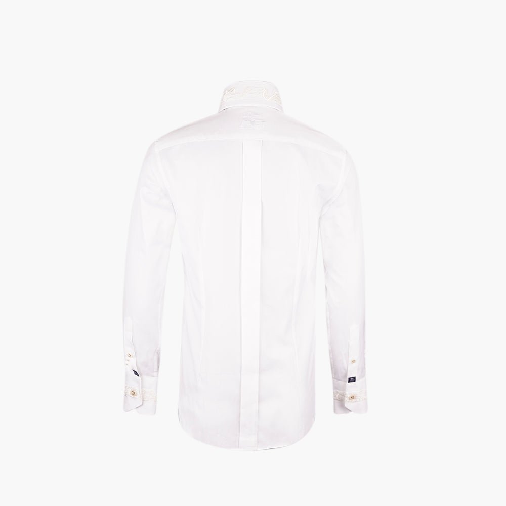 White Floral Embroidered Mason Shirt - Angelo Galasso - Luxury Italian Menswear London