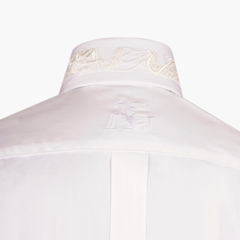 White Floral Embroidered Mason Shirt - AG25W1HAS15