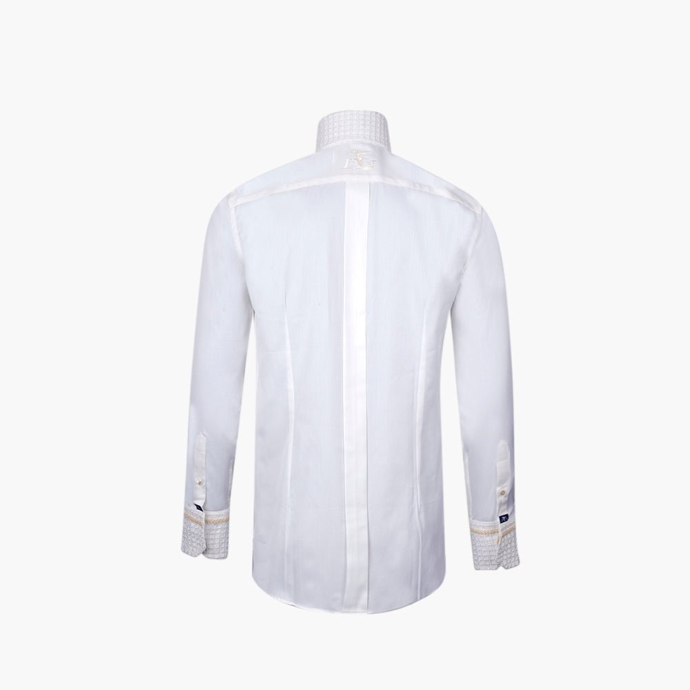 Ivory & White Paillettes Mason Shirt - Angelo Galasso - Luxury Italian Menswear London