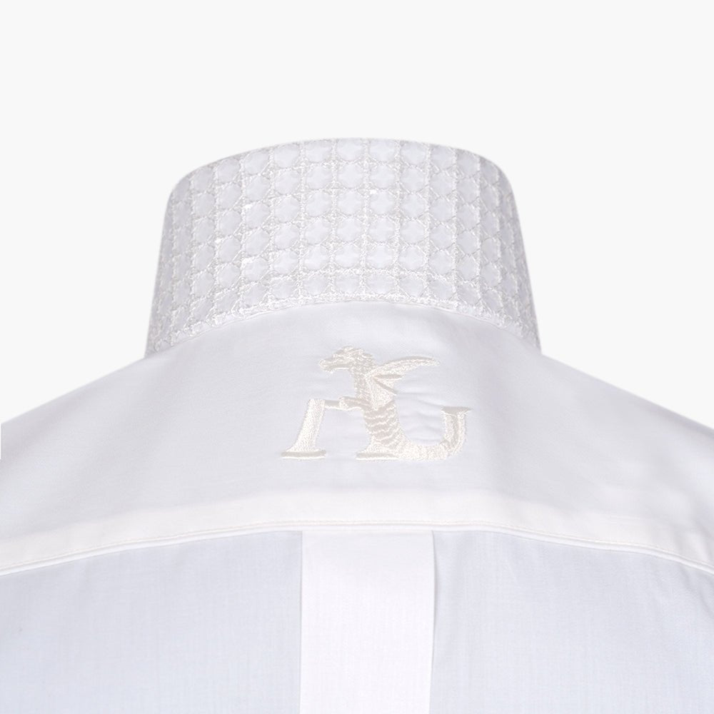 Ivory & White Paillettes Mason Shirt - Angelo Galasso - Luxury Italian Menswear London