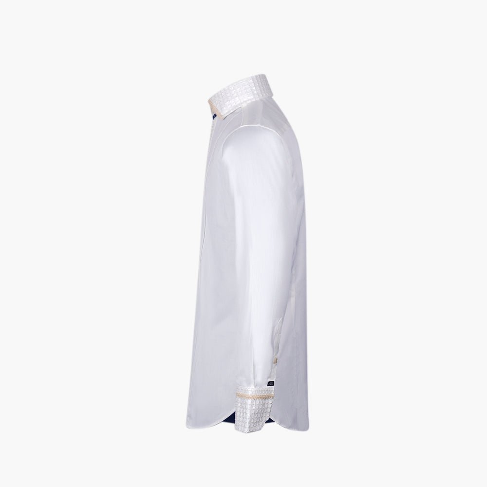 Ivory & White Paillettes Mason Shirt - Angelo Galasso - Luxury Italian Menswear London
