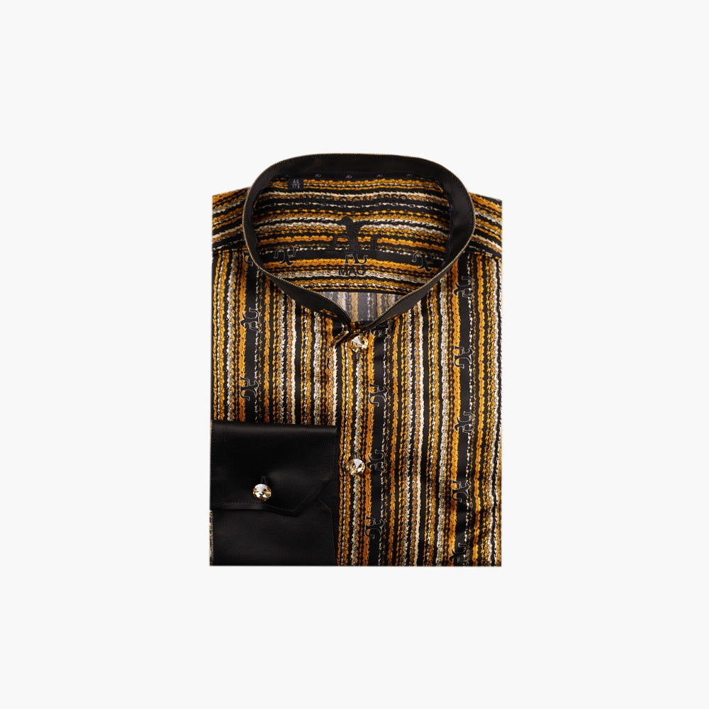 Black & Yellow Silk Mao Shirt - AG25W1HAS17