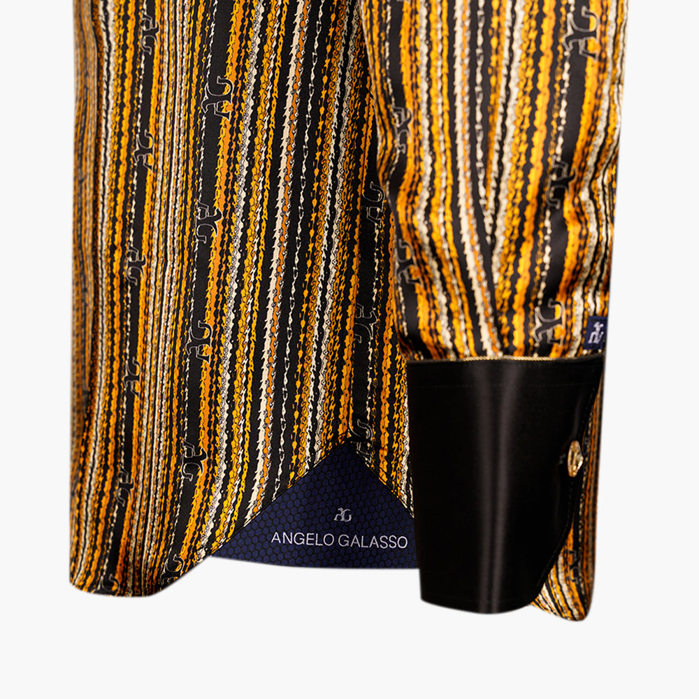 Black & Yellow Silk Mao Shirt - AG25W1HAS17