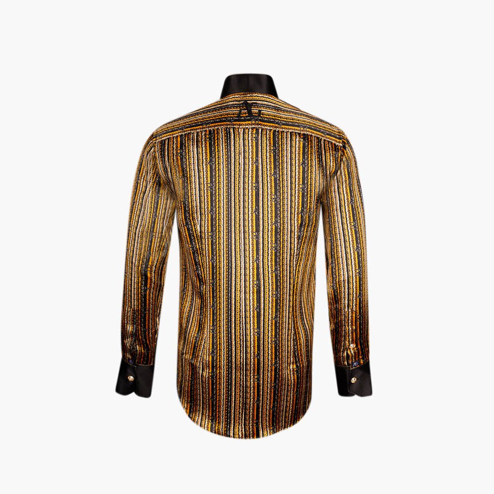 Black & Yellow Silk Mao Shirt - Angelo Galasso - Luxury Italian Menswear London