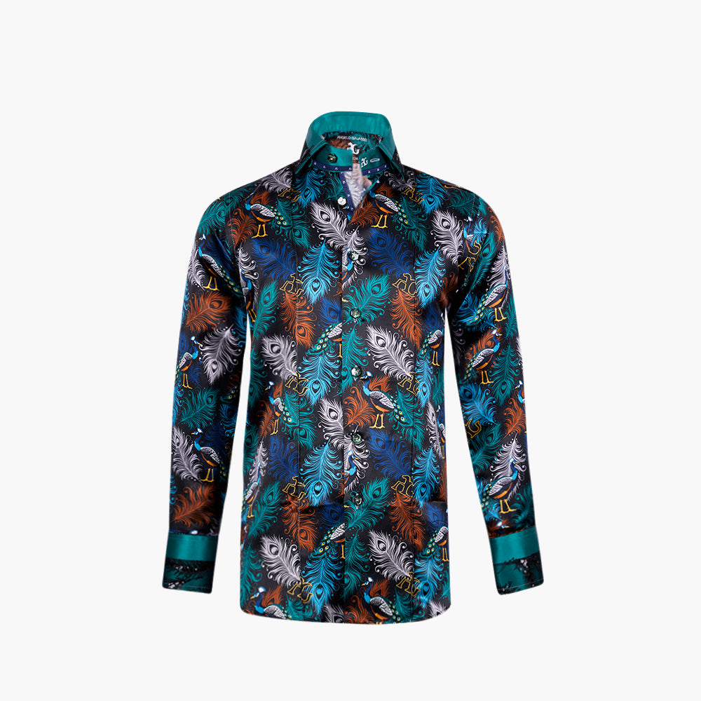 AG Printed Silk Feather Shirt