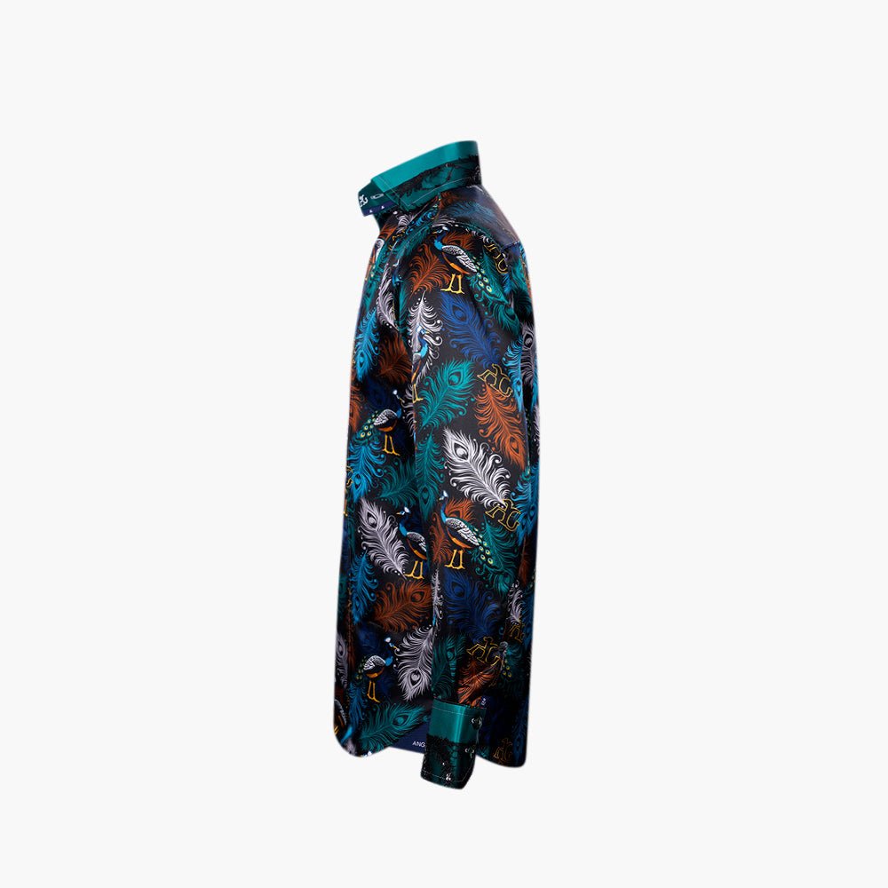 AG Printed Silk Feather Shirt - Angelo Galasso - Luxury Italian Menswear London