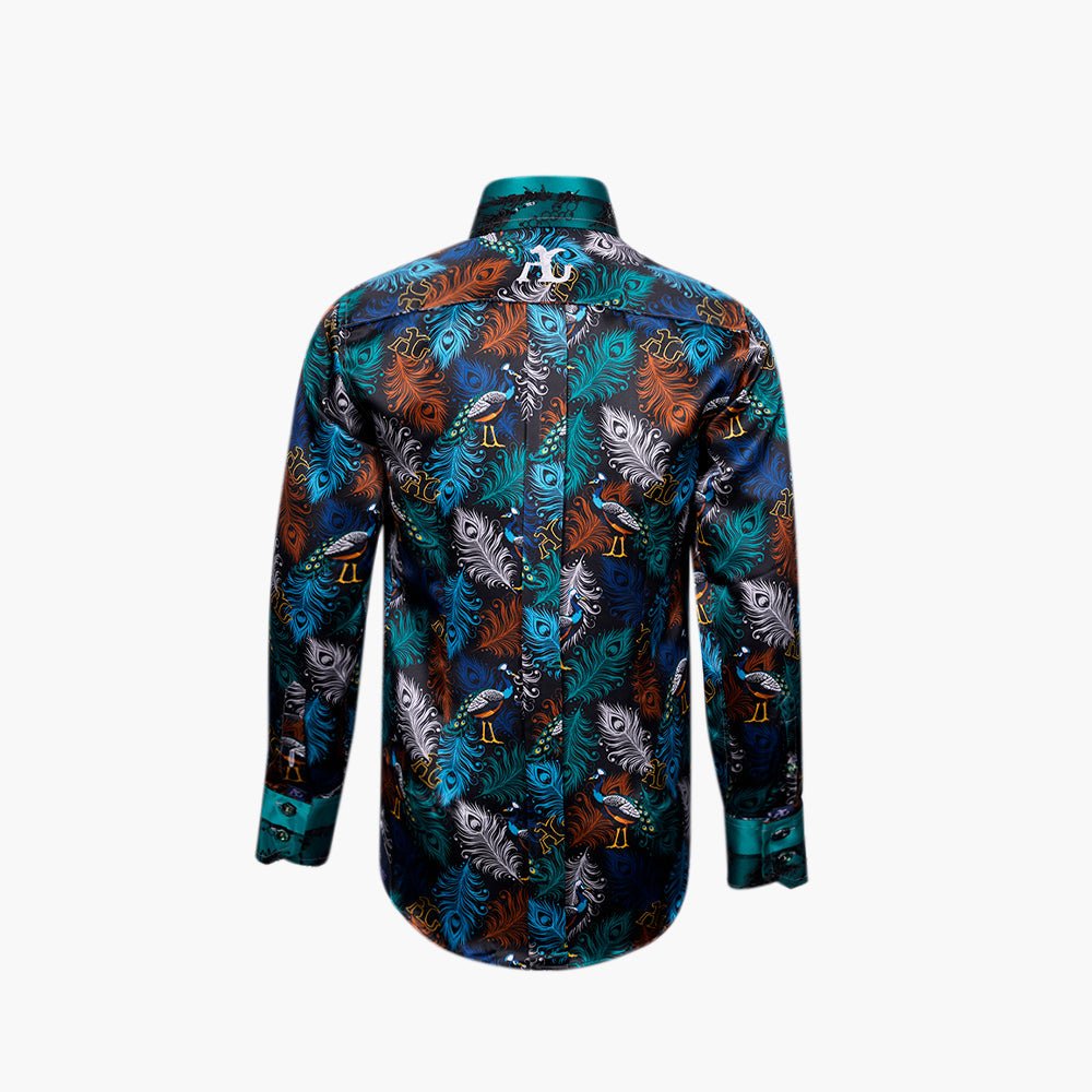 AG Printed Silk Feather Shirt - Angelo Galasso - Luxury Italian Menswear London