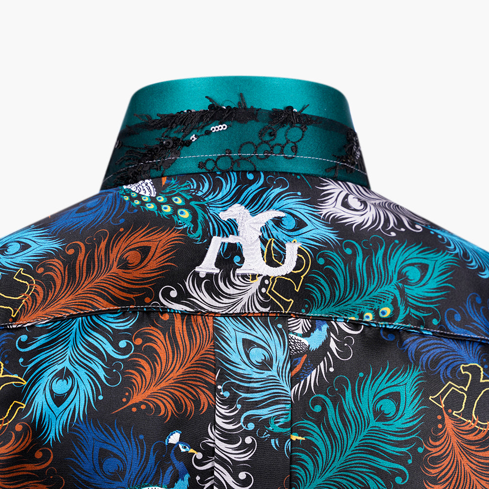 AG Printed Silk Feather Shirt