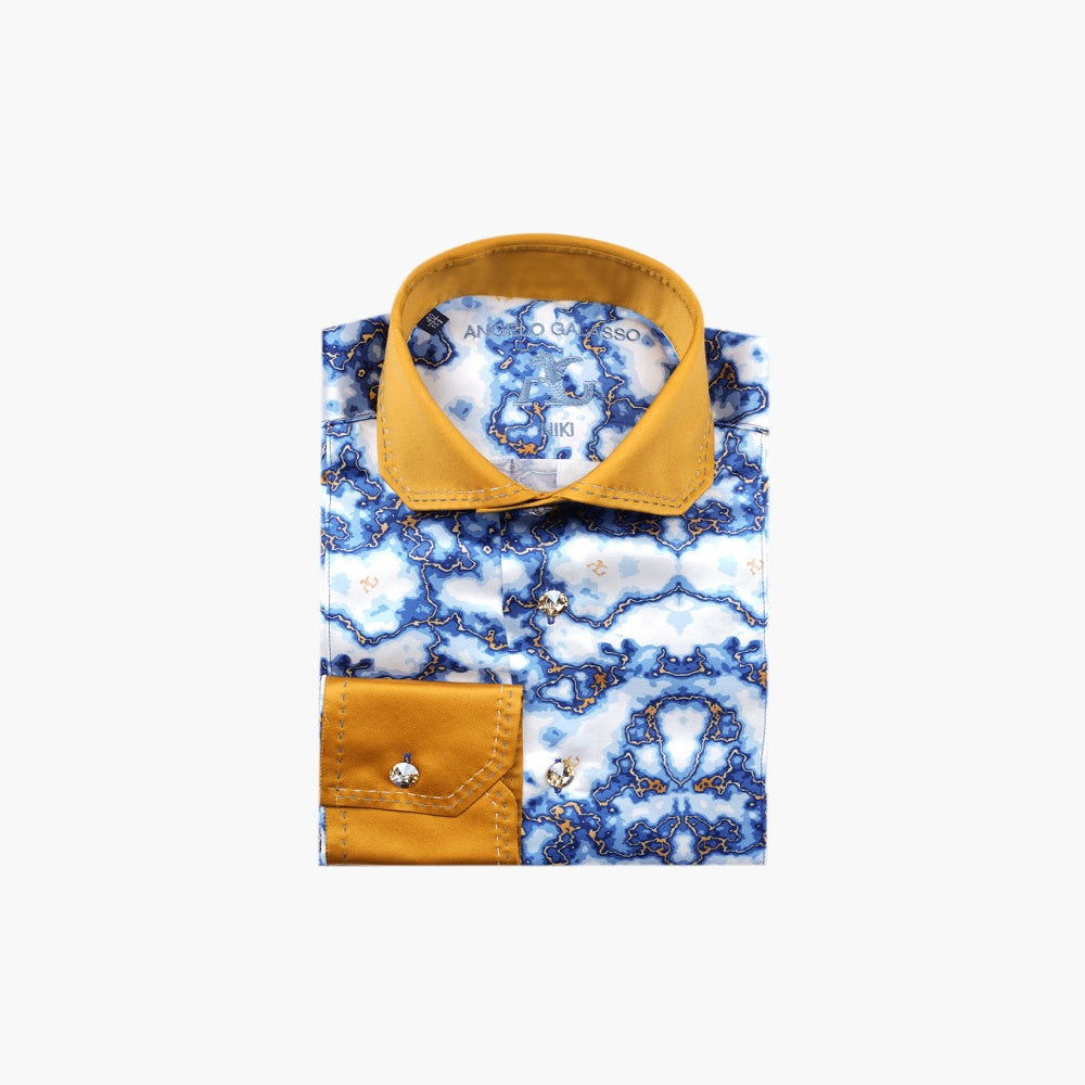 Gold & Blue Marble Niki Silk Shirt - AG25W1HAS22