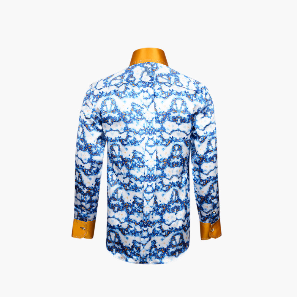 Gold & Blue Marble Niki Silk Shirt - AG25W1HAS22