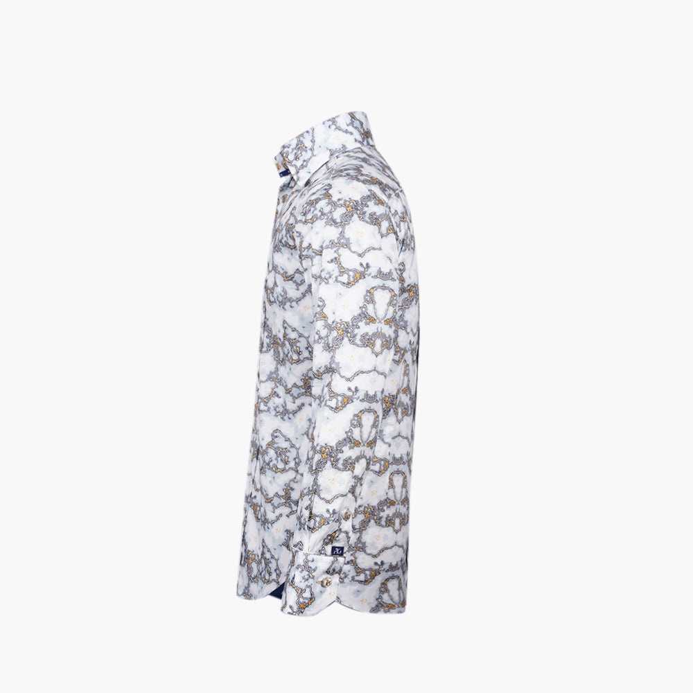 White & Grey Marble Corleone Shirt - AG25W1HAS23