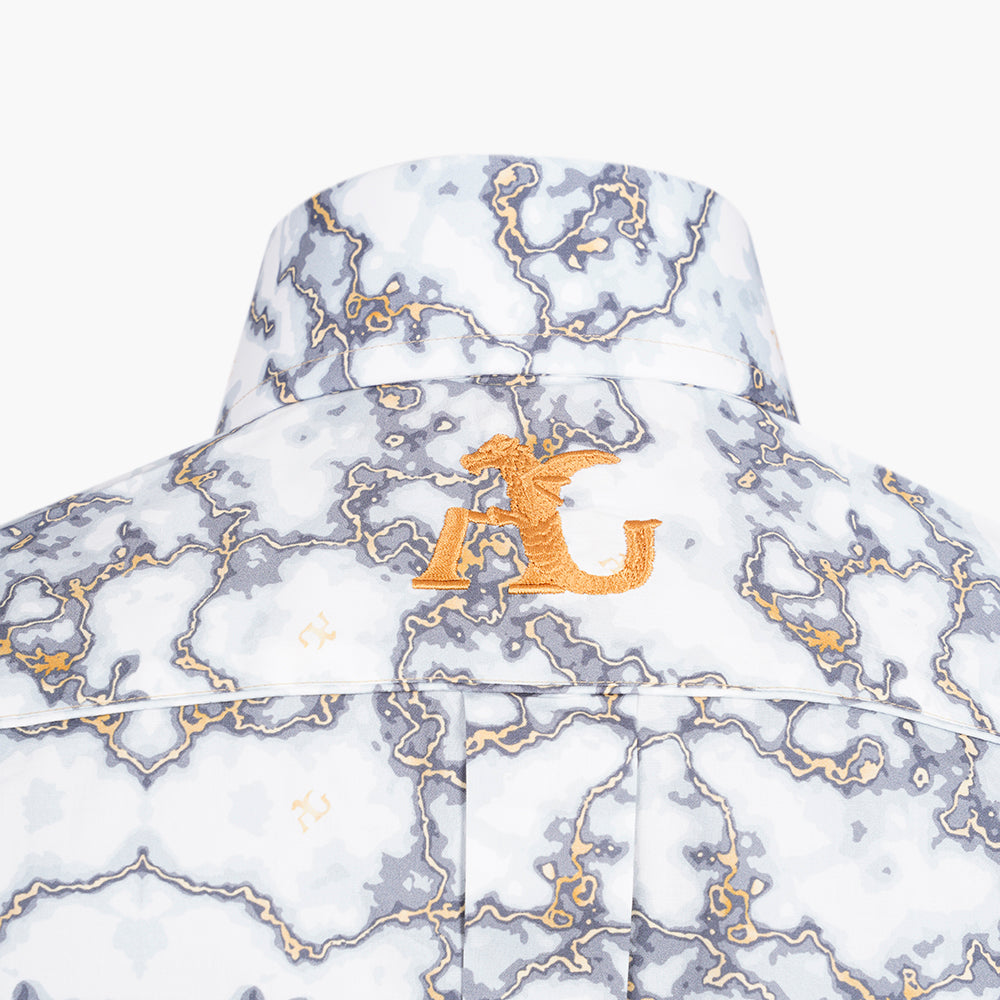 White & Grey Marble Corleone Shirt - AG25W1HAS23