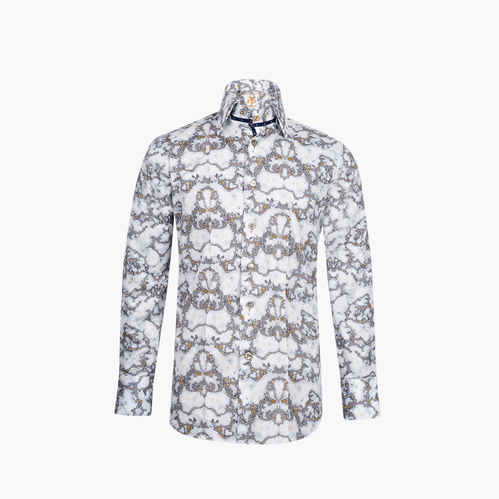White & Grey Marble Corleone Shirt - AG25W1HAS23