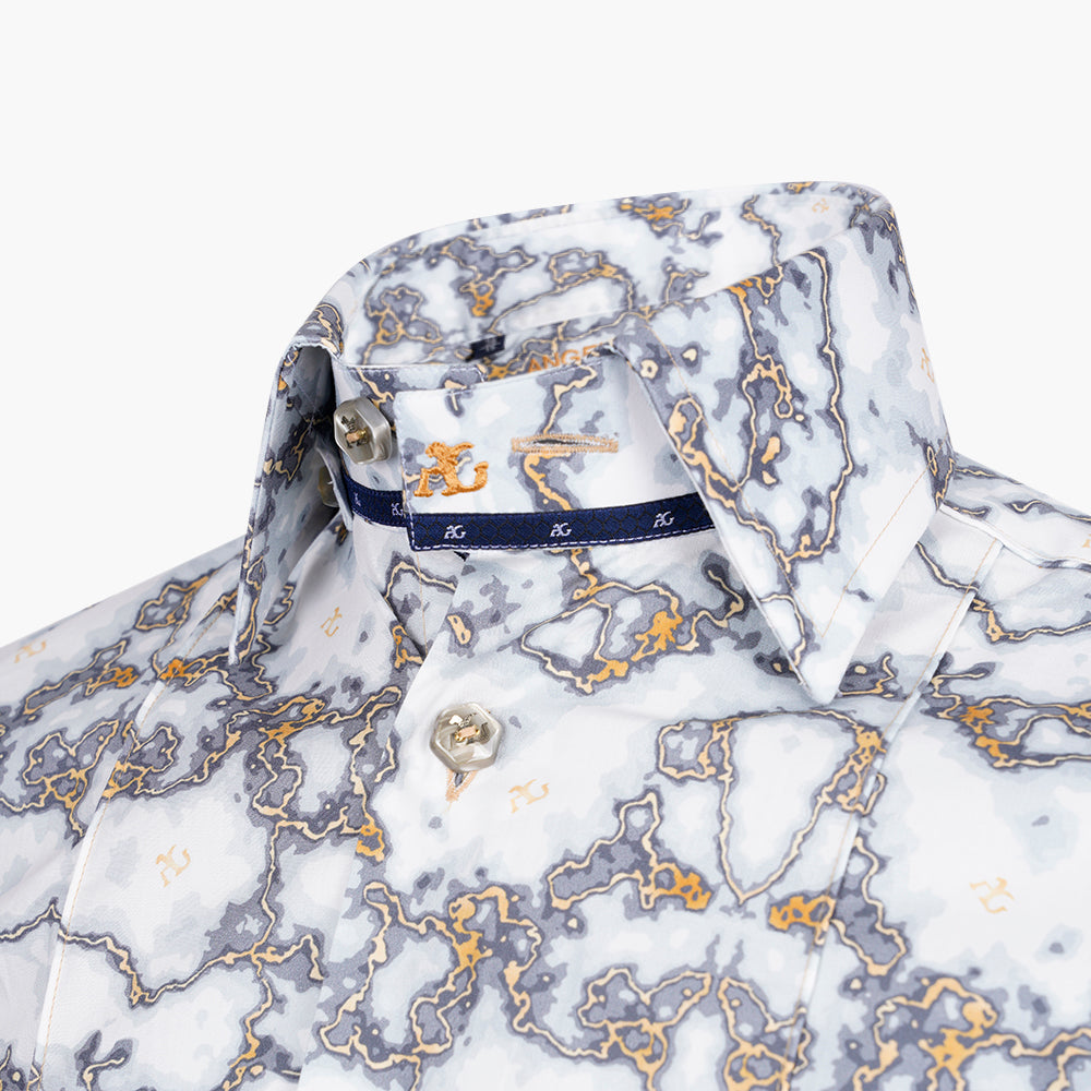 White & Grey Marble Corleone Shirt - AG25W1HAS23