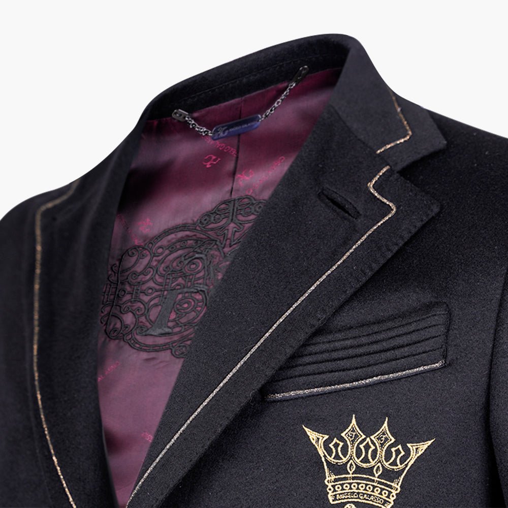 Black Cashmere Crown Blazer - Angelo Galasso - Luxury Italian Menswear London