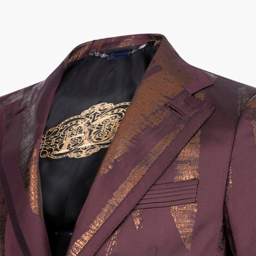 Burgundy & Copper Patterned Blazer - Angelo Galasso - Luxury Italian Menswear London