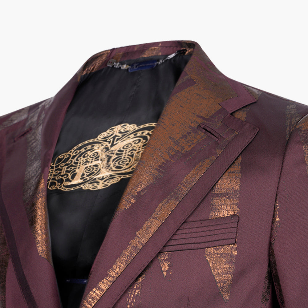 Burgundy & Copper Patterned Blazer - AG25W2VEG02