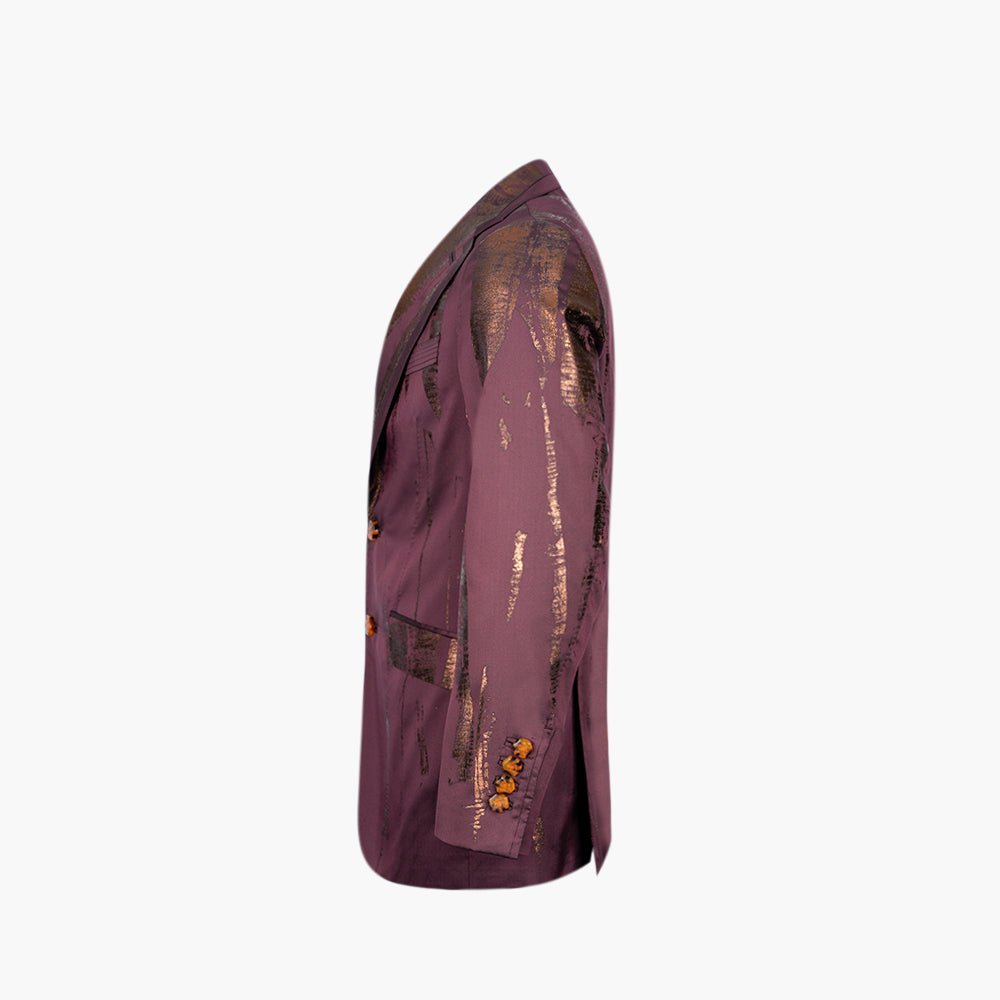 Burgundy & Copper Patterned Blazer - Angelo Galasso - Luxury Italian Menswear London